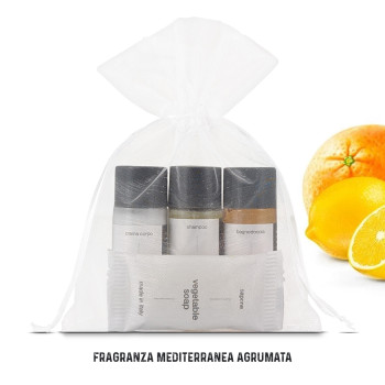 set cosmetico in sacchetto elegante per hotel