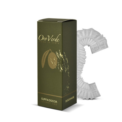 SHOWER CAP   "OROVERDE" cardboard box